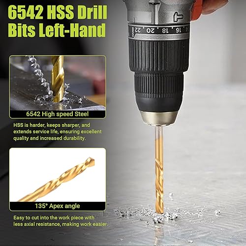 Miniatura 4 de Juego de extractor de tornillos, 14 piezas, juego de brocas para mano izquierda, juego de extractor de tornillos pelados, kit extractor de pernos