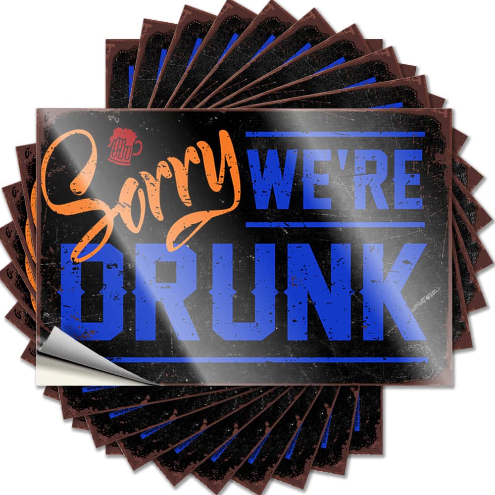 Fzfn Colour Coffee Bar Decor, Saying Funny Bumper Quote Stickers, Funky No Residue Decals For Luggage | Motorcycle Party Favor Custom Sorry We're Drunk(8X12cm)
