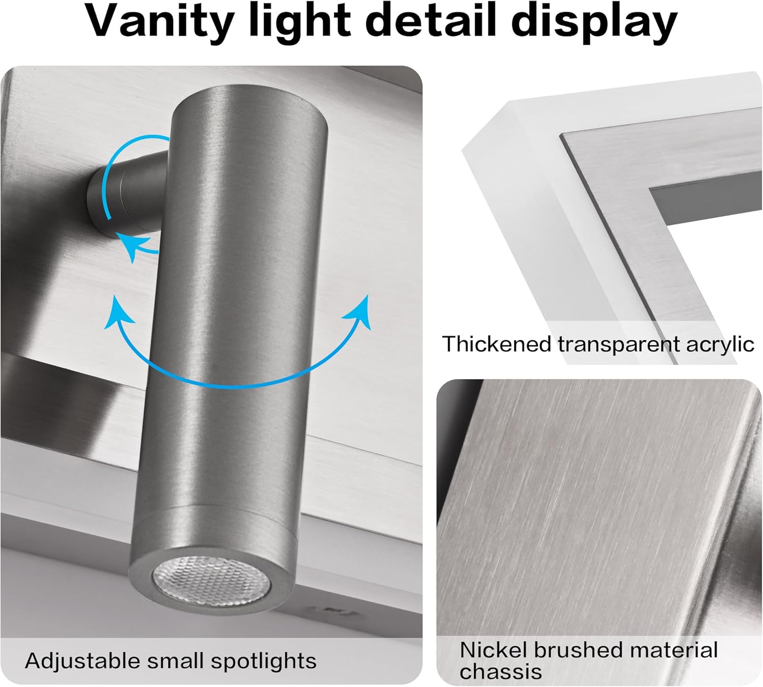 SOLFART Vanity Lights Bathroom Light Dimmable 24 Inch Brushed Nickel Led Lights for Bathroom Wall Light 6000K