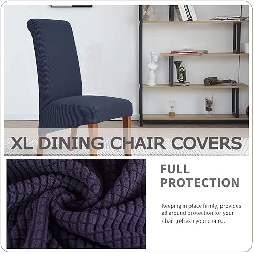 Miniatura 5 de Deisy Dee Fundas protectoras para sillas de comedor extragrandes de elastano suave y extra grande para cocina, comedor, extraíbles y lavables (azul
