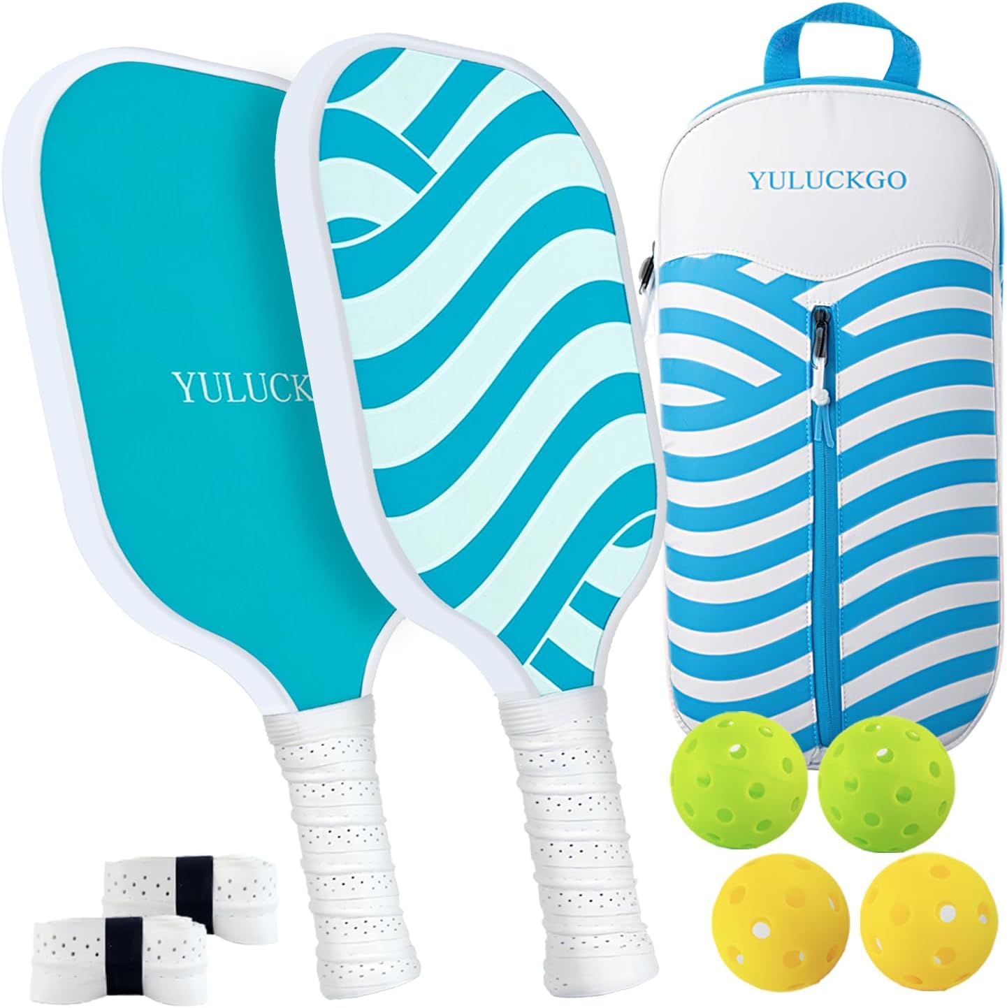 Pickleball Paddles Set of 2- USAPA Fiber Face & Polymer Honeycomb Core Pickleball Set with Include Indoor/OutdoorBalls|Grip Tapes|Backpack, Pickle Ball Paddle for Men and Women Beginners