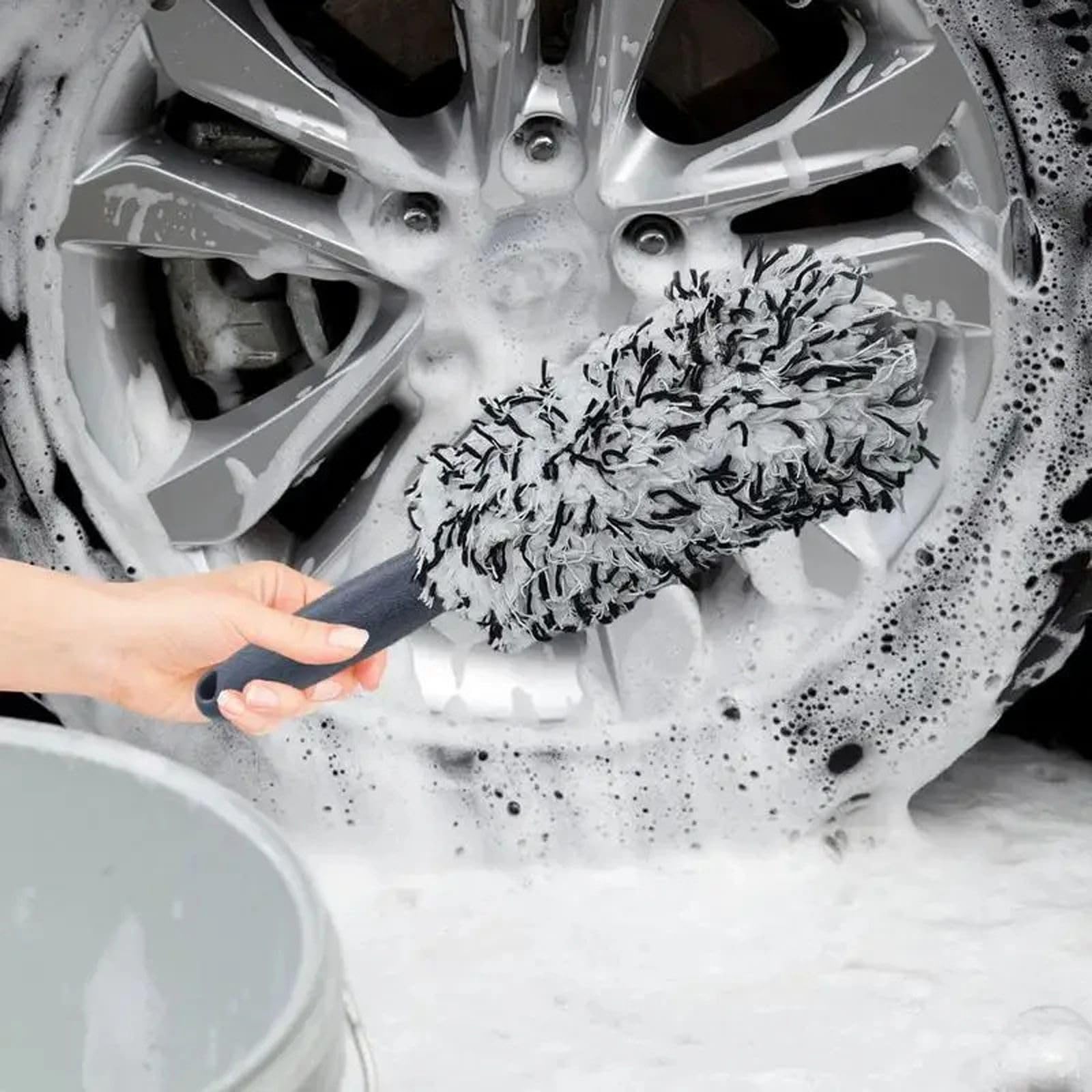 Myjnia samochodowa Super Brush Pluszowa Premium Szczotka do kół Antypoślizgowy uchwyt Łatwe do czyszczenia Felgi Szprychy Beczka koła
