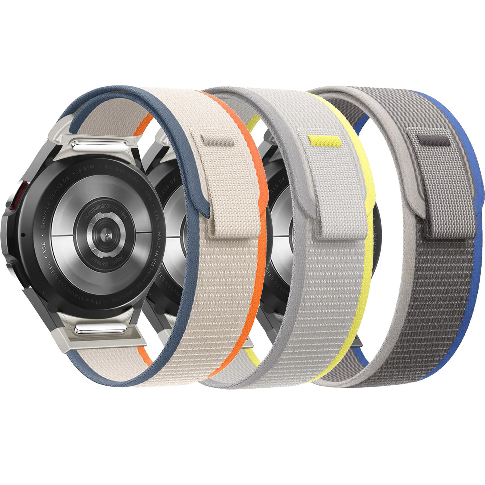 Samsung Galaxy Watch 7 6 4 5 FE Band - 3 Pack Soft Nylon Sport Strap Wristband for Men, 40mm 44mm/47mm 43mm 42mm 46mm/5 Pro Band 45mm