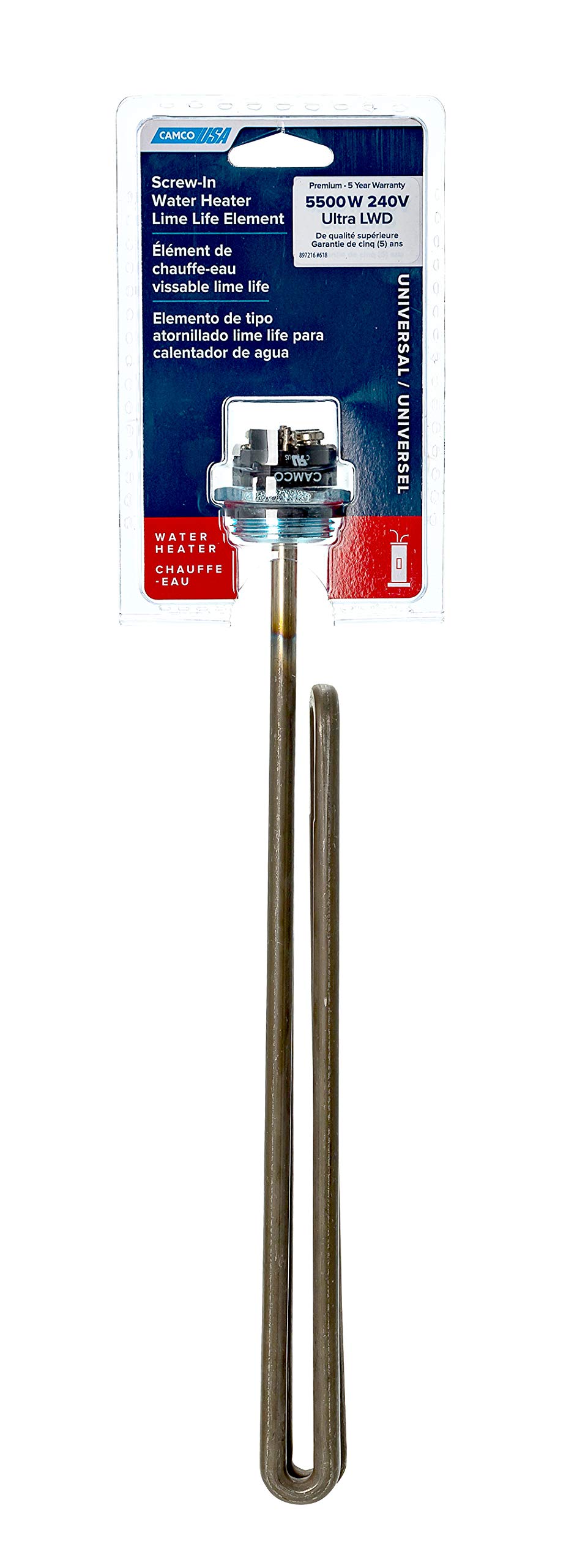 Amazon.com: Camco 02932/02933 5500W 240V Screw-In Lime Life Foldback Water  Heater Element - Ultra Low Watt Density : Automotive