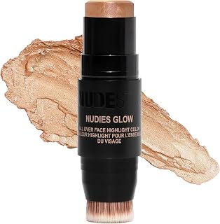 Nudestix Nudies Glow Highlighter Stick – Multi-Use Cream Highlighter for Cheeks, Eyes & Body with Built-In Brush | Dewy, Radiant Finish | Clean, Vegan & Travel-Friendly Makeup