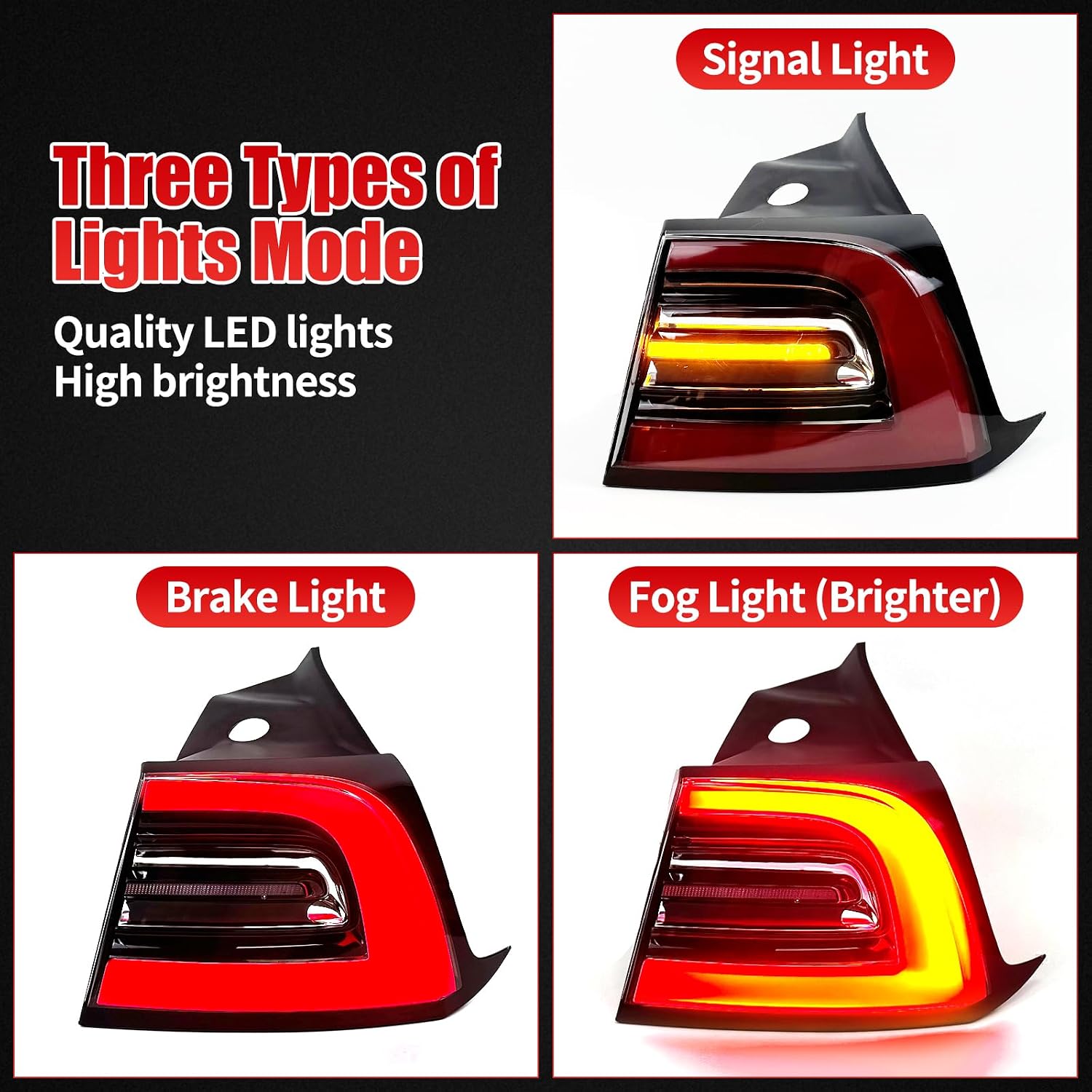 4-PIN Rear Tail Light Assembly Compatible With 2019-2024 Tesla Model Y Rear Passenger Side Brake Outer LED Tail Lamp Replaces# 1502087-00-D