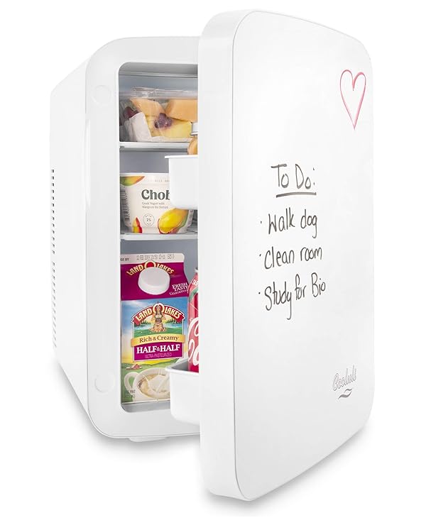 Cooluli Vibe Mini Fridge for Bedroom - With Cool Front Magnetic Whiteboard - 15L Portable Small Refrigerator for Travel, Car & Office Desk - Plug In Cooler & Warmer for Food, Drinks & Skincare (White) by Cooluli - Image 2