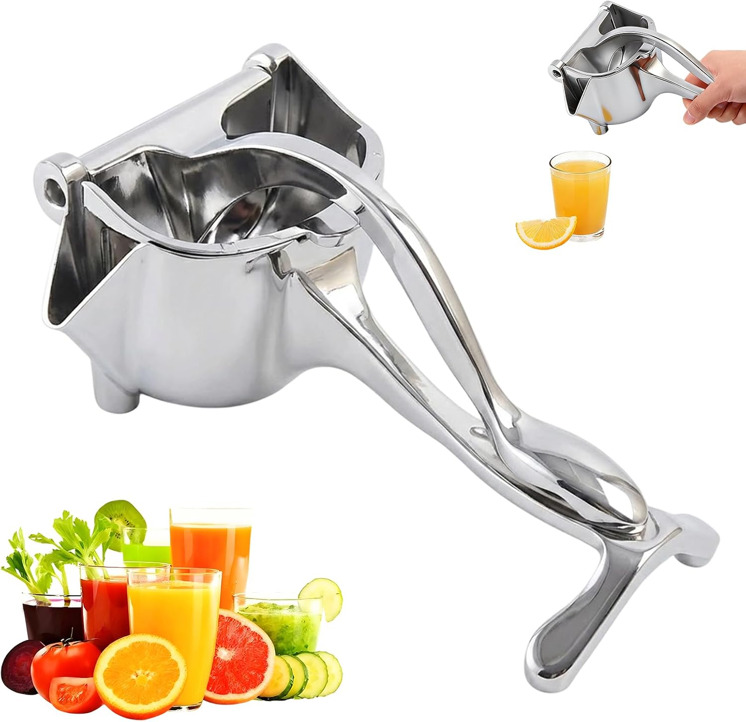Manual Stainless Steel Juicer 2026 Lemon Squeezer Stainless Steel for All Citrus Fruits Portable Fruit Press Lime Squeezer Small Lemon Squeezer Dishwasher Safe and 100% Squeezing Technology 1 Piece
