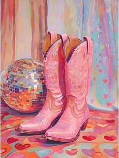 Canrichshop Vintage Boots 성인용 다이아몬드 아트 페인팅 키트, 레트로 다이아몬드 페인팅 키트 초보자, 5D 풀 드릴 다이아몬드 도트, 성인용 보석 아트 공예 벽 장식 30.5 x 40.6cm(12 x 16인치)