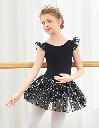 Miniatura 3 de Zaclotre Leotardos de ballet con volantes de manga corta con falda de tutú, vestido de baile para niñas