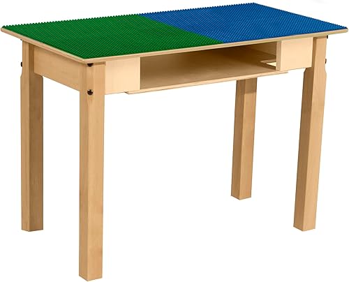 Miniatura 55 de Contender Time-2-Play - Mesa de juego rectangular de 30.75 pulgadas de ancho, bloques de Lego azul y verde, compatible con patas de madera de 22