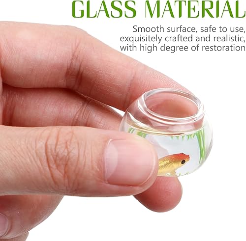 Miniatura 4 de NUOBESTY 2 cuencos de pescado en miniatura, casa de muñecas, cuenco de pez de colores vacío, cuenco de vidrio 112 para casa de muñecas para adornos