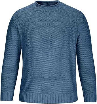Roll Neck Knitted Sweater Men Fall Winter Long Sleeve Textured Knit Patterned Pullover Chunky Sweaters Thermal Jumper