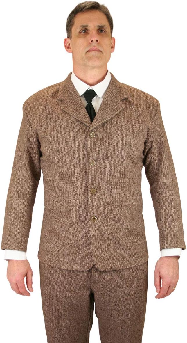 Historical Emporium Men's Herringbone Tweed Sack Coat