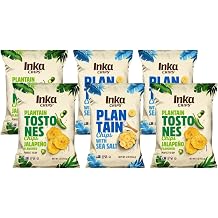 Inka Chips Plantain Chips and Tostones Duo for Snacking, Dipping and Entertaining, 3 Sea Salt Plantain Chips and 3 Jalapeno Flavored Tostones, 4 Ounce Bags Variety Pack