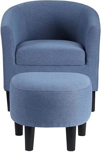 Miniatura 5 de Convenience Concepts Take a Seat Churchill - Silla decorativa con otomana, tela azul