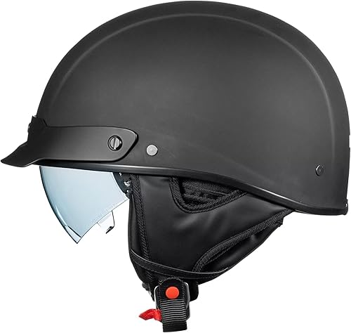 ILM Medio casco de fibra de vidrio para motocicleta con visera para motocicleta, crucero, ciclomotor, scooter DOT modelo A213