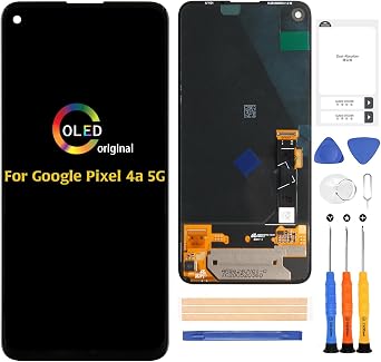 Original A-Mind for Google Pixel 4a 5G 2020 OLED LCD Display Screen Replacement Touch Screen Digitizer GD1YQ, G025I Full Assembly Repair Kits with Tools