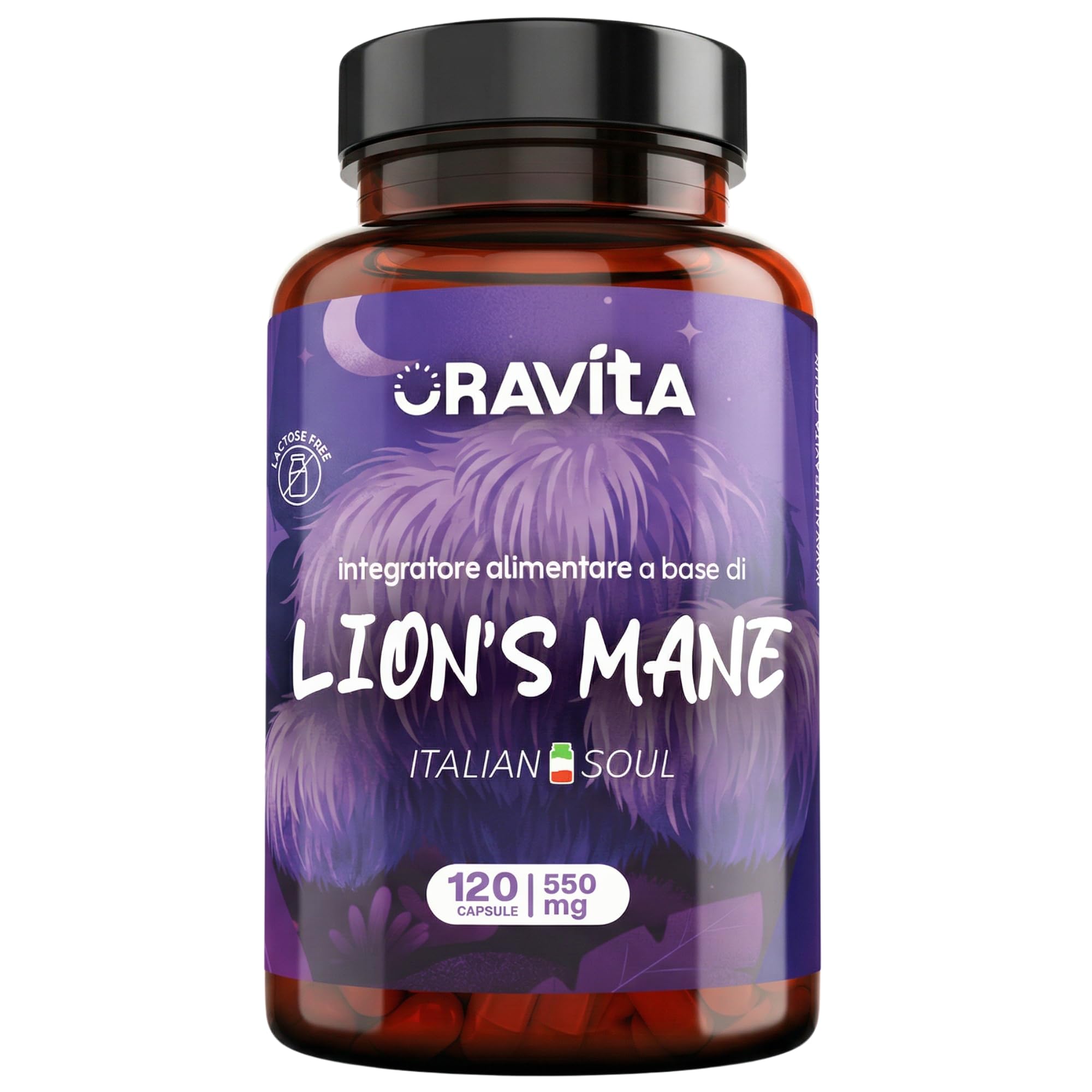 Lions Mane PURO da Frutto – Estratto Hericium Erinaceus 30% Polisaccaridi – 120 Capsule Veg – Integratore Memoria, Concentrazione, Focus e Difese Immunitarie – Fungo Criniera Leone 1110mg | Oravita