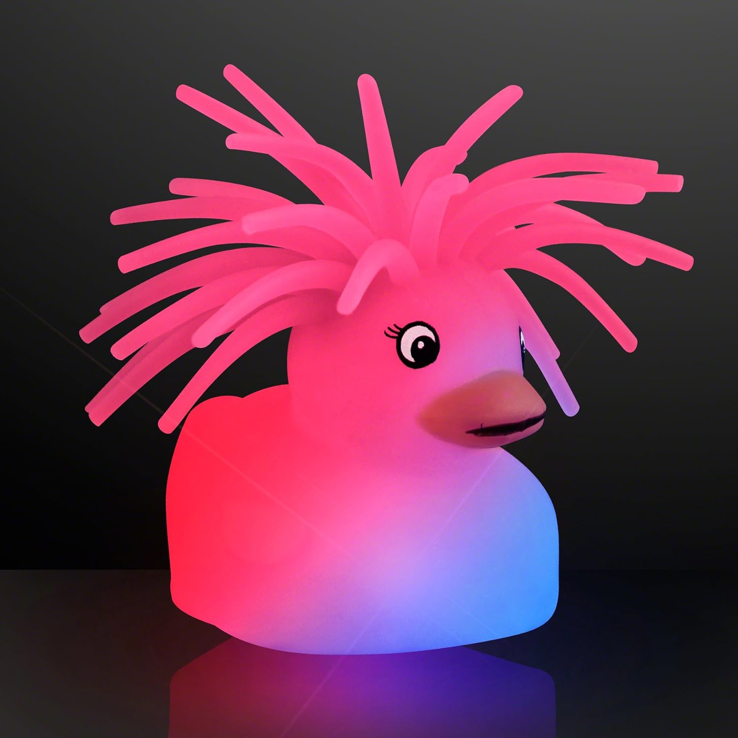 Light Up Funky Flashing Disco Ducks with Crazy Puffer Hair (Set of 24)
