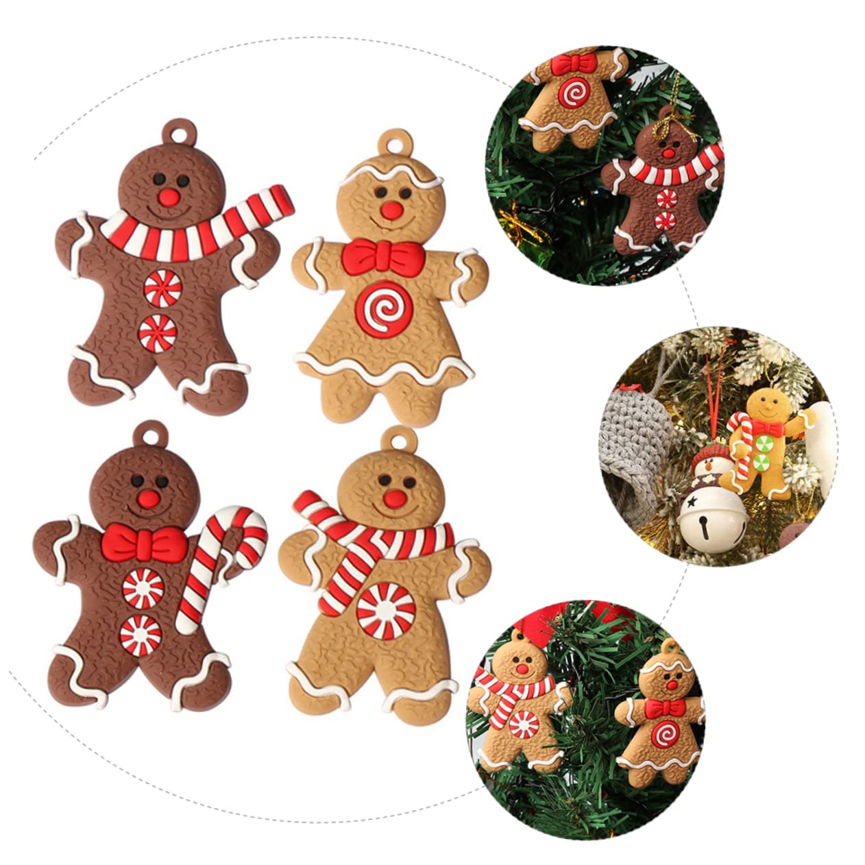 24piezas Adorables Adornos De Jengibre para Colgar El Árbol De Navidad Decoraciones De PVC para Árbol De Navidad para Decorar Fiestas y Celebraciones Navideñas