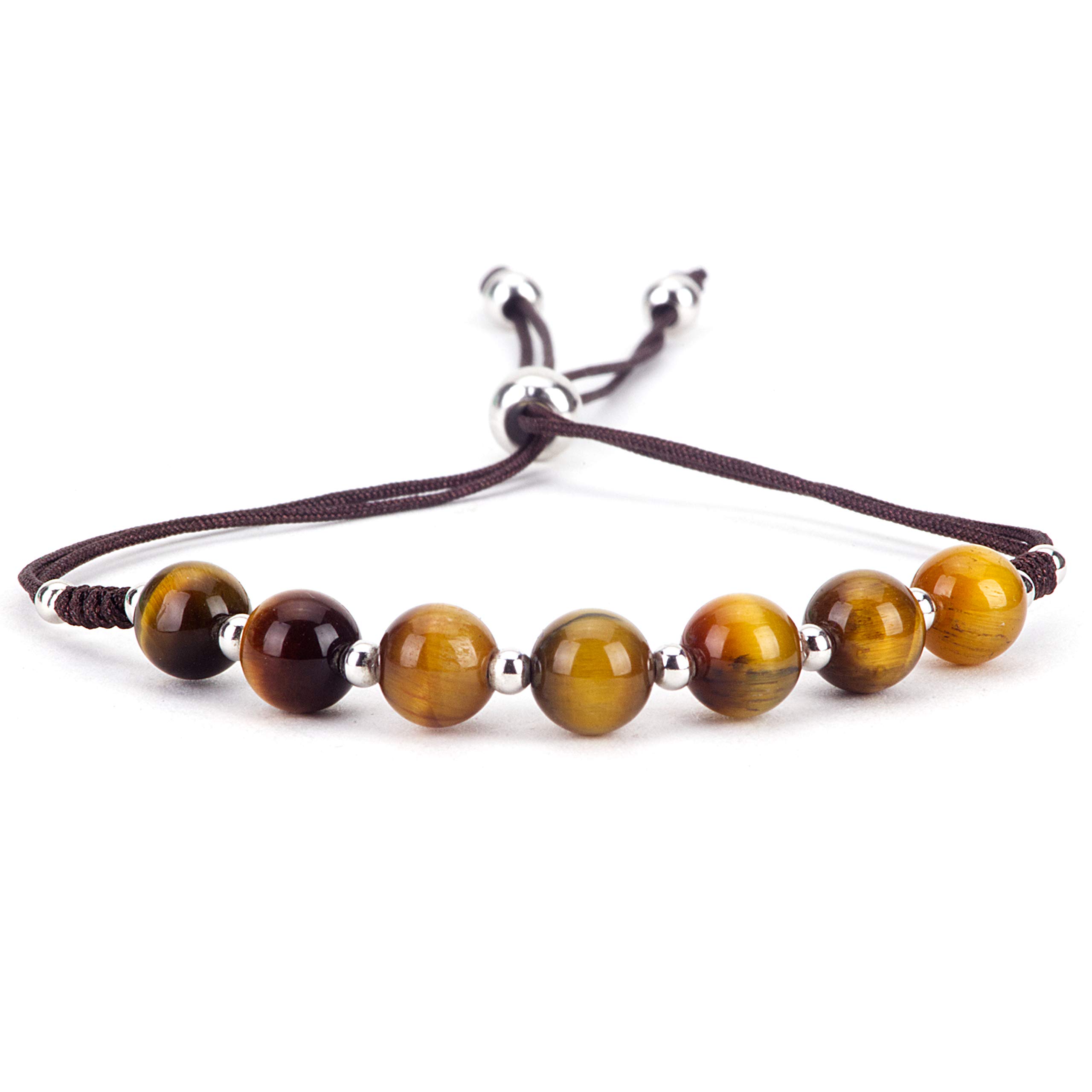 Cherry Tree CollectionNatural Gemstone Chakra Bracelet | Adjustable Size Nylon Cord | 6mm Beads, Silver Spacers | 5"-6.5" Womens/Girls/Child, M, Stone