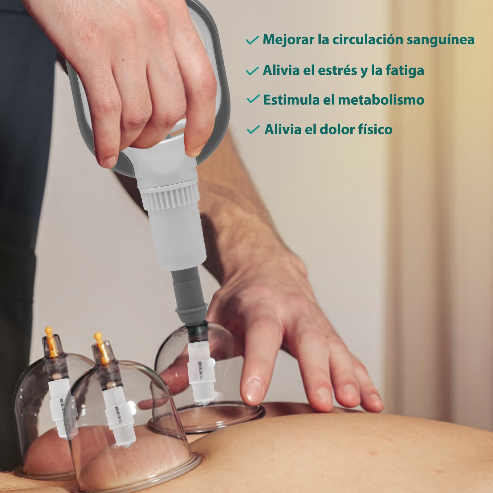 Kit de Ventosas Fisioterapia con Bomba de Vacío, Ventosas Masaje para Vacumterapia (18 piezas), Ventosa Celulitis Faciales y Cuerpo, con Instrucciones, Ventosa Anticelulitica Cupping Set