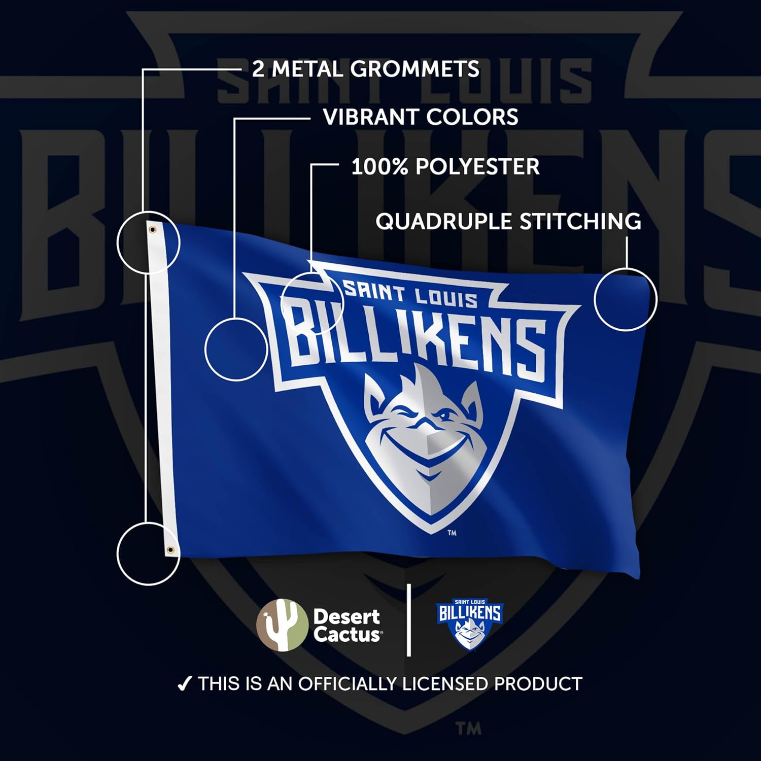 Desert Cactus Saint Louis University SLU Flag - 3 x 5 Feet Billikens Banner, Indoor/Outdoor Durable Fabric, 100% Polyester Design (Style 1) - Image 4