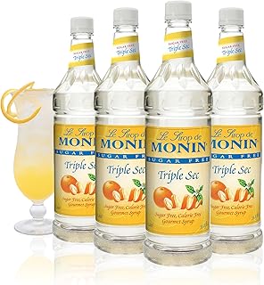 Monin - Sugar Free Triple Sec Syrup, Sweet Orange Flavor, Great for Cocktails, Mocktails, & Mochas, Gluten-Free, Non-GMO (1 Liter, 4-Pack)