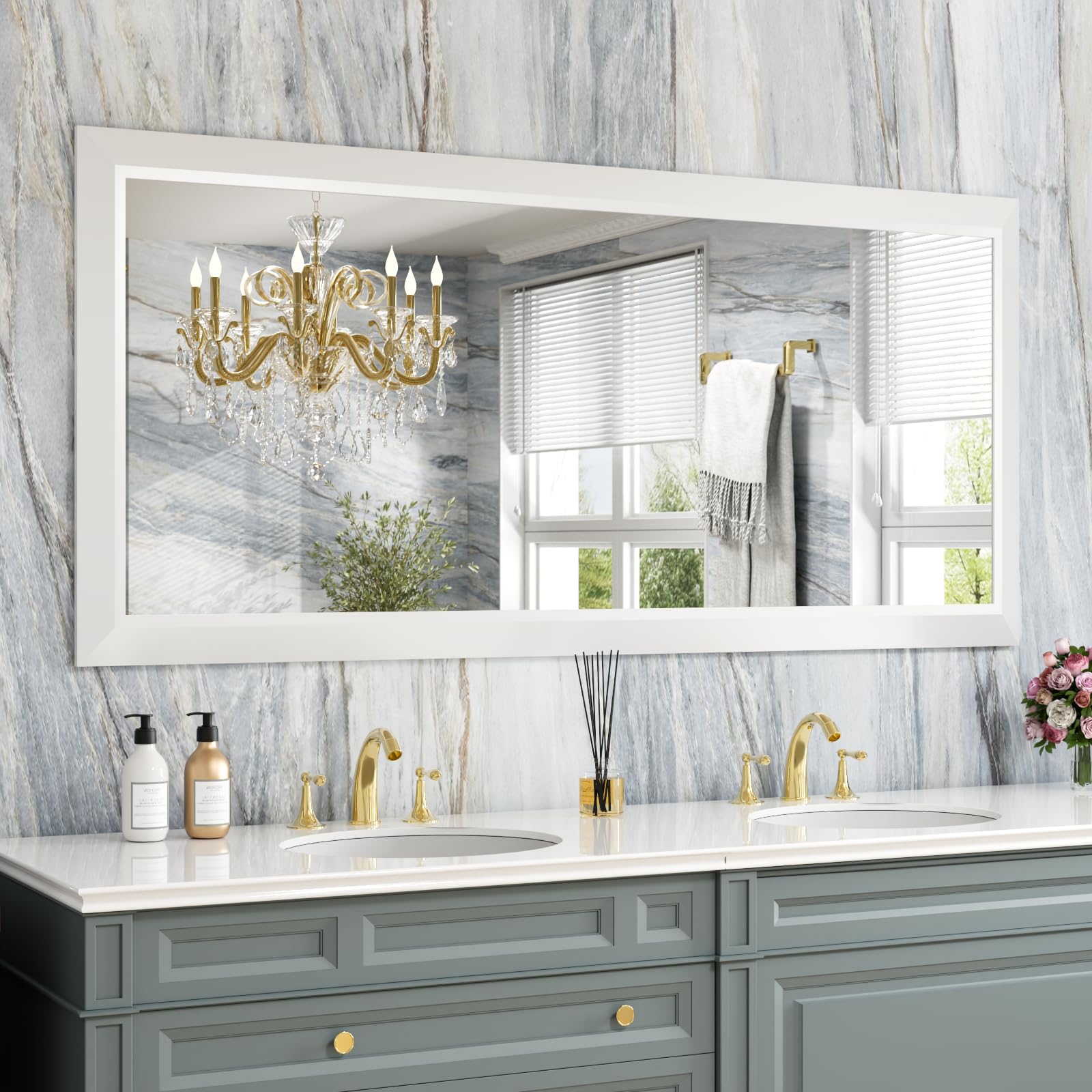 Photo 1 of Amorho Wall Mirror, 60x28 Inch, White