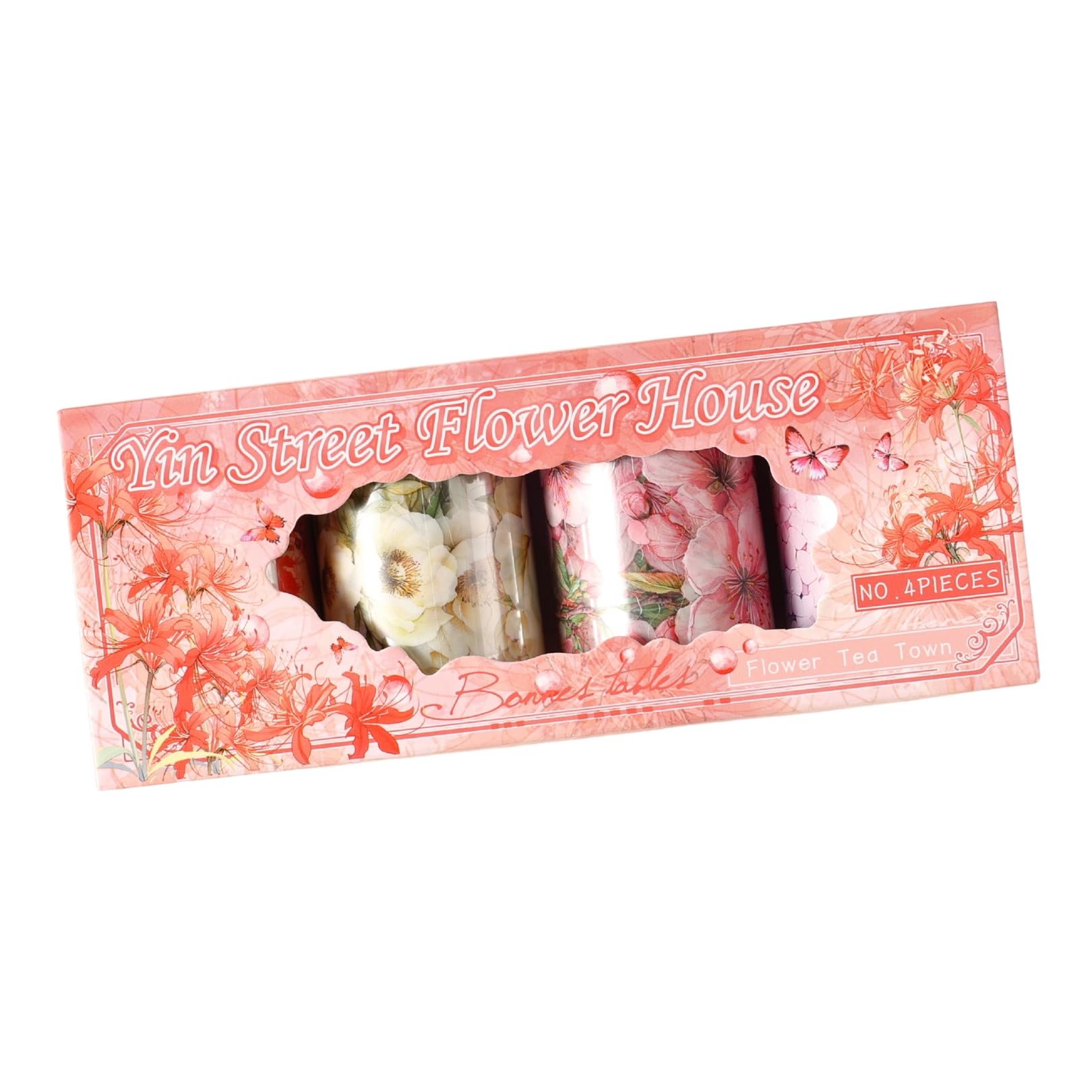 Flower & Rose Sticker Set – 4 Rolls Floral Decorative Masking Sticker for Journals, Scrapbooks, Planners & DIY Crafts (Yin Street Flower House)-picture-24