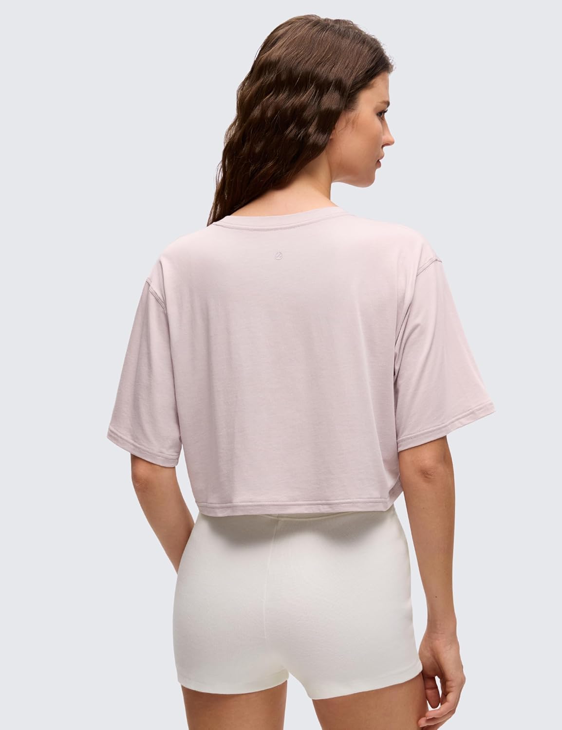 CRZ YOGA Pima Cotton Loose Crop T-Shirts for Women - Workout Yoga Casual Athletic Running Short Sleeve Shirts Crewneck Tops