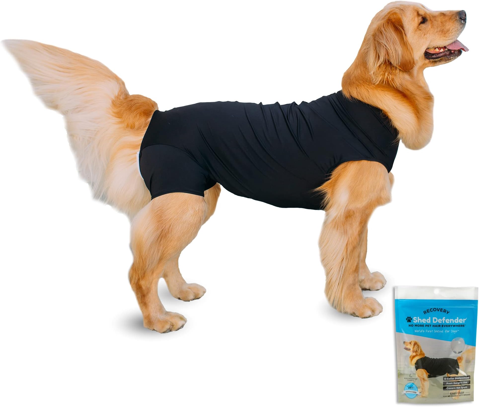 Shed Defender Recovery Suit for Dogs - Seen on Shark Tank, Post-Surgery Dog Onesie, Vet Approved, Anxiety Shirt, E-Collar Alternative, Calming Vest Jacket, Covers Hot Spots & Abdominal Wound, Bodysuit