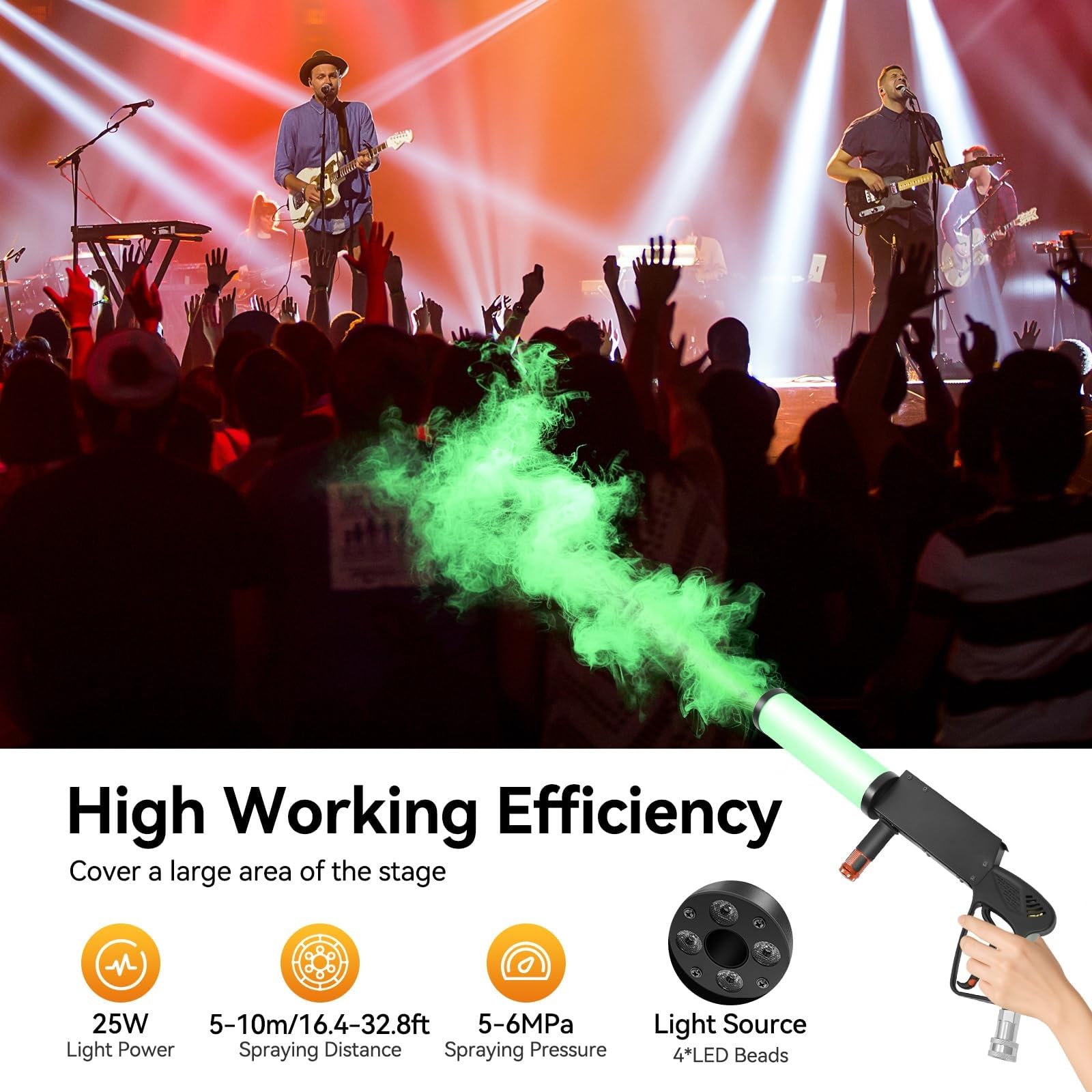Máquina de humo de CO2, máquina de humo portátil con cañón y luces LED, ideal for bodas, fiestas de Halloween, efectos de escenario, Navidad y espectáculos de DJ.