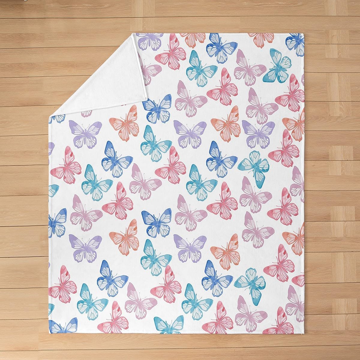 Feelyou Butterfly Plush Throw Blanket Queen 90"x90" Butterflies Print Flannel Fleece Blanket for Sofa Couch Boys Girl Butterfly Floral All Season Bed Blanket Beautiful Butterfly Blanket Animal Blanket