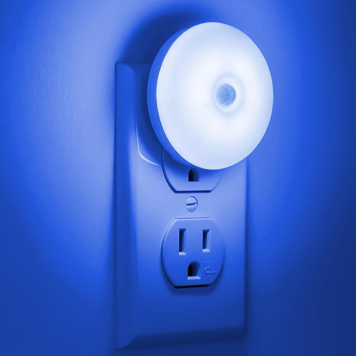 Motion Sensor Night Light, 2 Pack Blue Night Light Plug into Wall, Movement Detection, Automatic ON OFF, Energy Efficient, Slim, Blue Nightlight for Bathroom, Bedroom, Kitchen, Hallway, Stair
