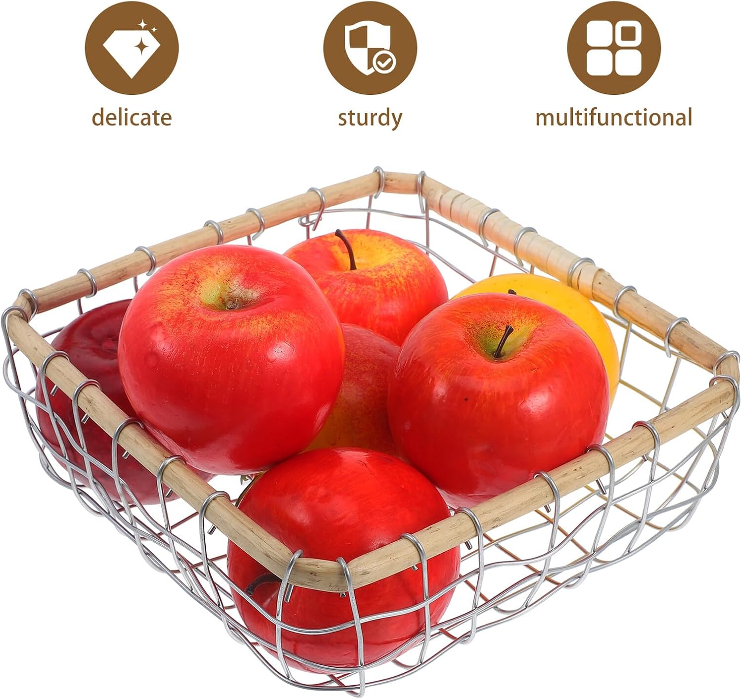 SOLUSTRE Metal Wire Bread Basket Fruit Storage Basket with Handle for Snacks Table Serving in Kitchen and Dining