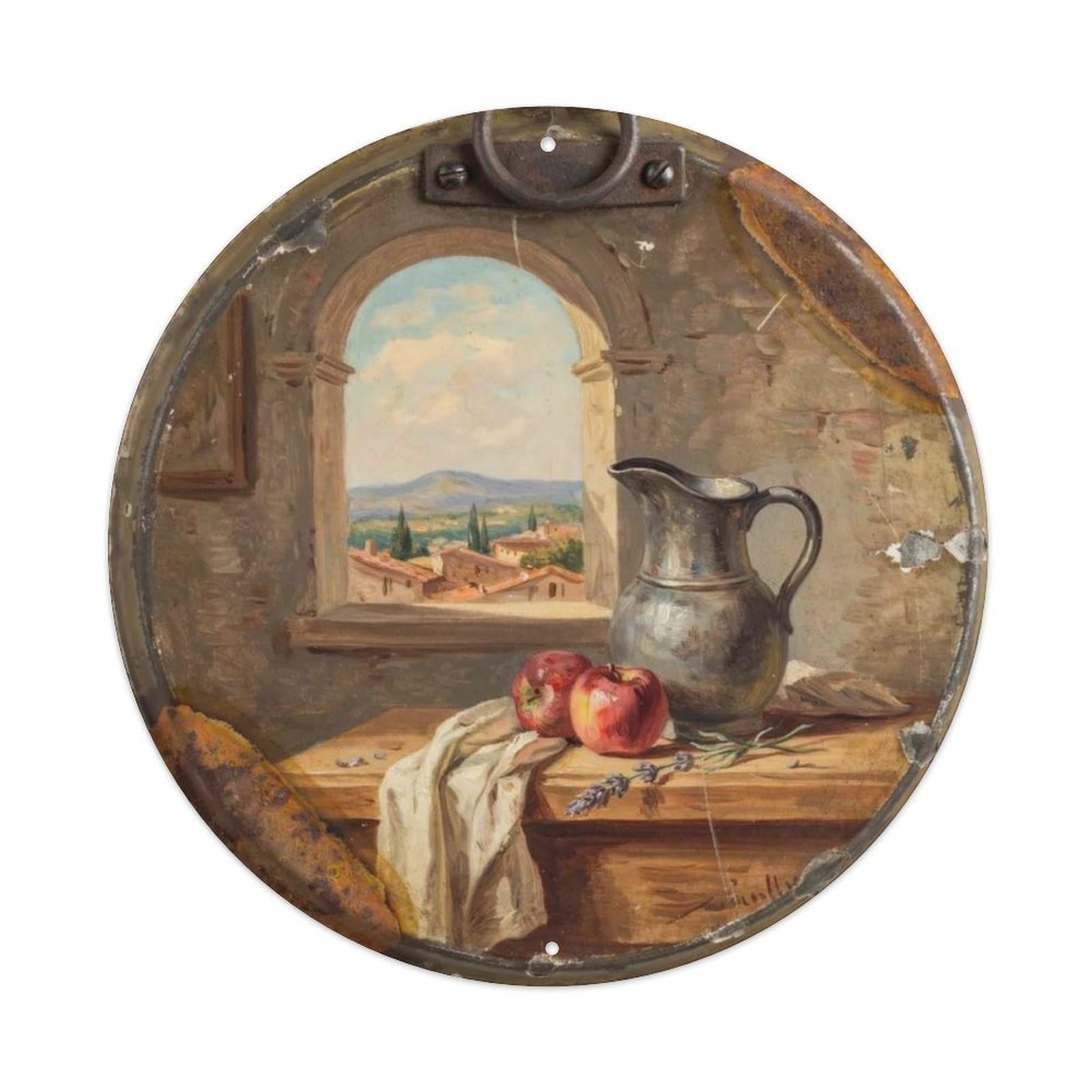 French Oil Painting Style. Metal Tin Sign Plaque