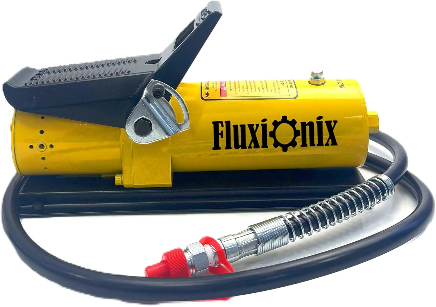 Air Hydraulic Pump 10,000 PSI 1.7L Reservoir NPT 1/4" Inlet, NPT 3/8" Oil Outlet, Hydraulic Pump Air Hydraulic Foot Pump with Air Line Lubricator, Yellow
