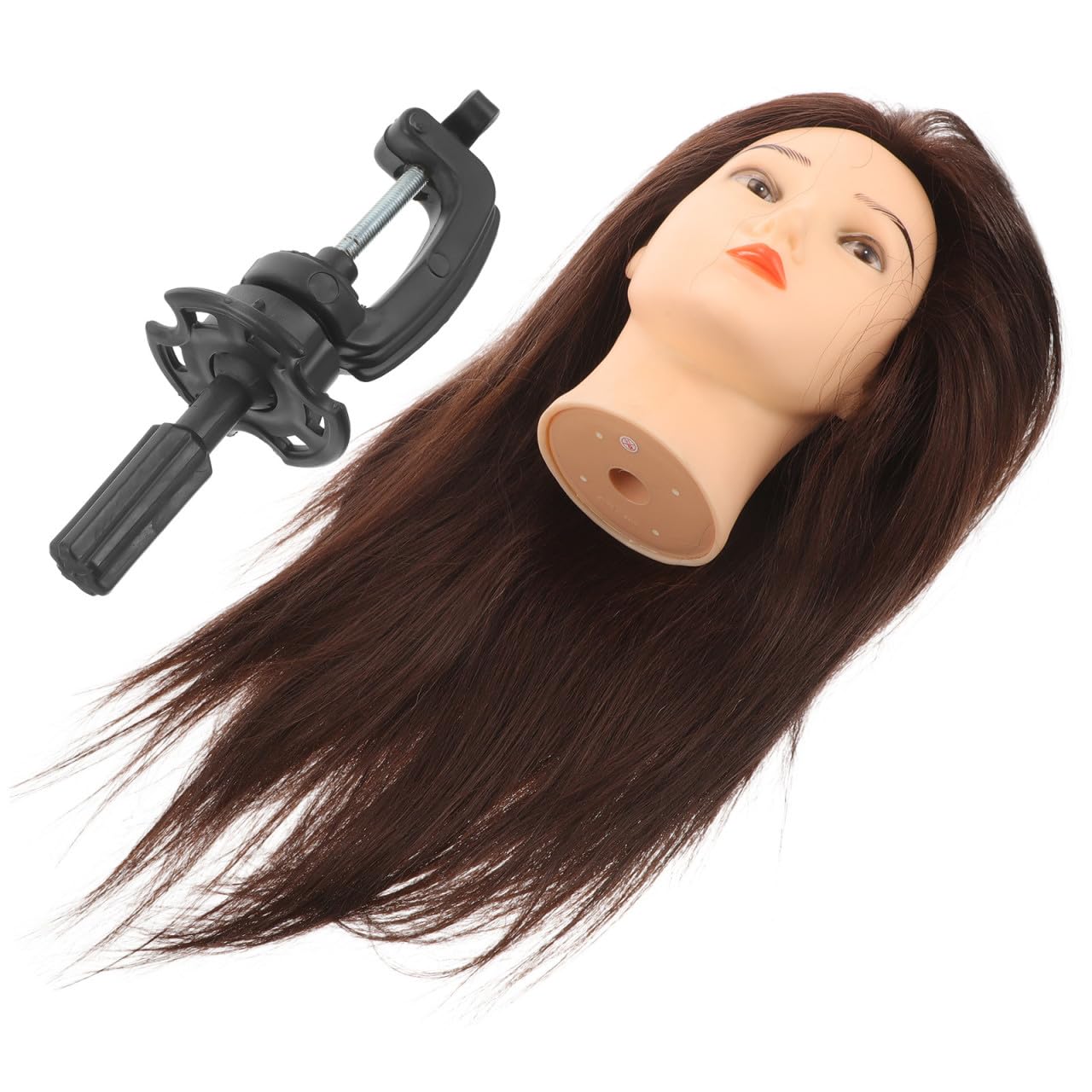 MILISTEN Übungskopf Schminken Friseur Übungskopf mit Halterung aus Echthaar für Haarstyling Salon und Unterricht für Profis und Friseurschüler