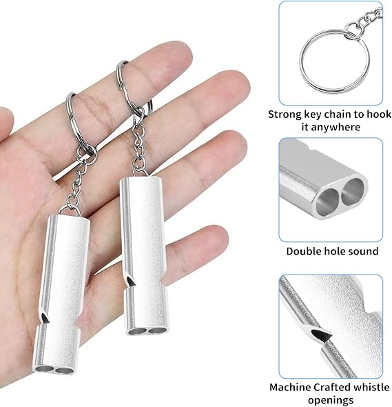 2 Pcs Emergency Survival Whistle,Safety Whistle Survival,Super Loud Emergency Survival Whistle with Keychain Whistle Hiking Accessories for Outdoors,Mountaineering,Boating And Signalling
