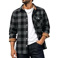 SwissWell Camicia Flanella Uomo a Quadri Felpe Manica Lunga Grigio Scuro L