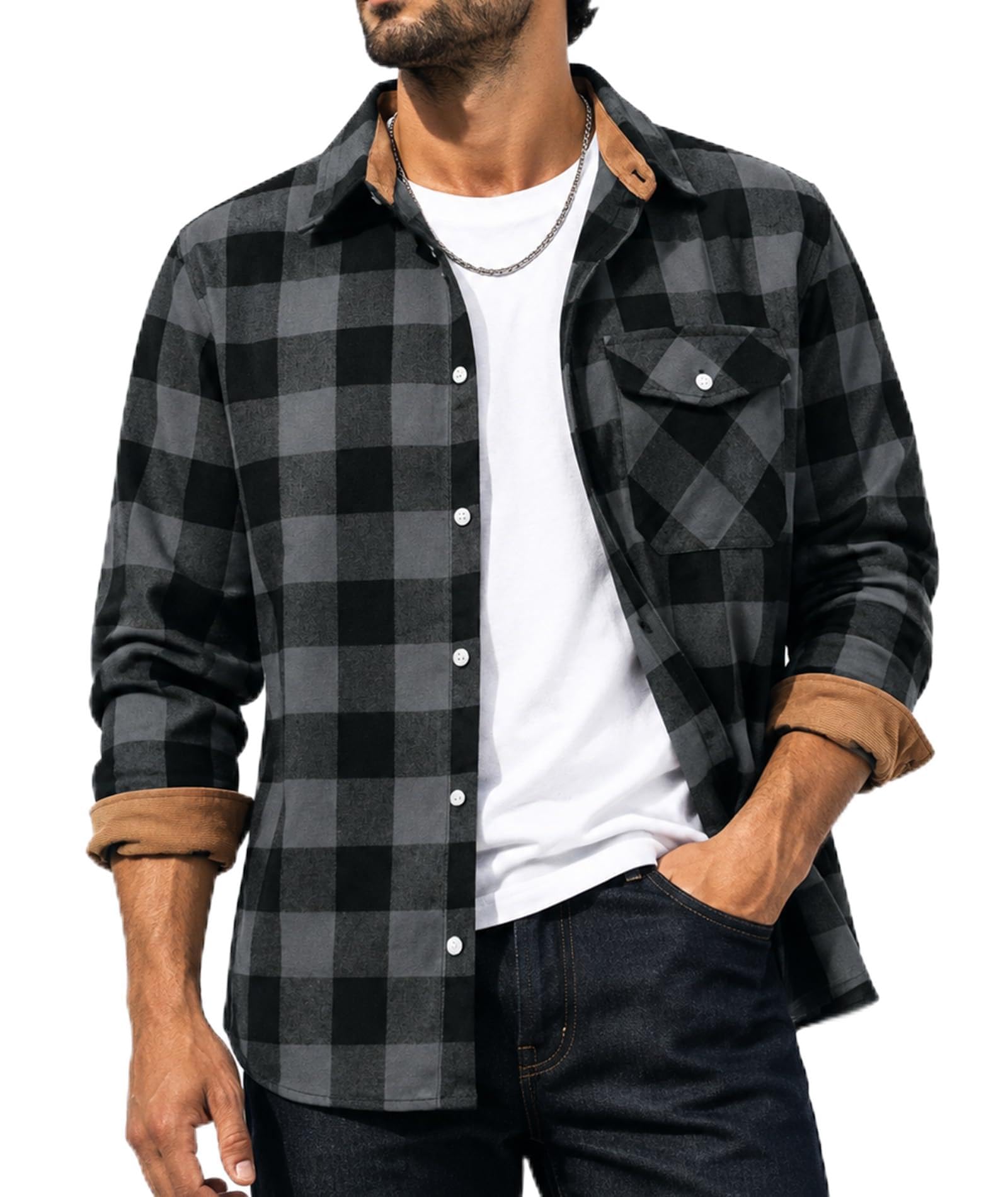 SwissWell Camicia Flanella Uomo a Quadri Felpe Manica Lunga | Camicia Quadri Uomo Flanella Casual Maniche Lunghe Camicia Boscaiolo Felpe Felpata Autunnale Invernale per Outdoor Sportivo