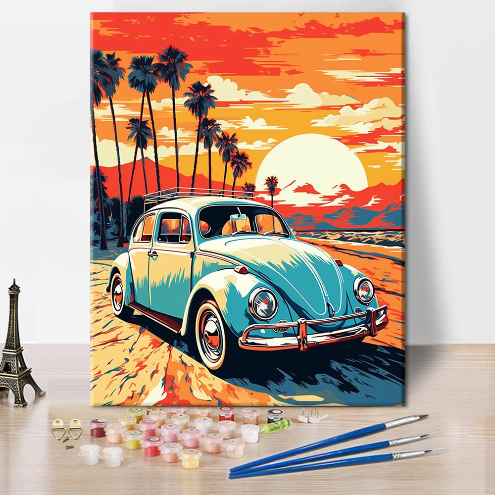 Rebotipy Paint by Numbers Car Sunset DIY Paint by Numbers