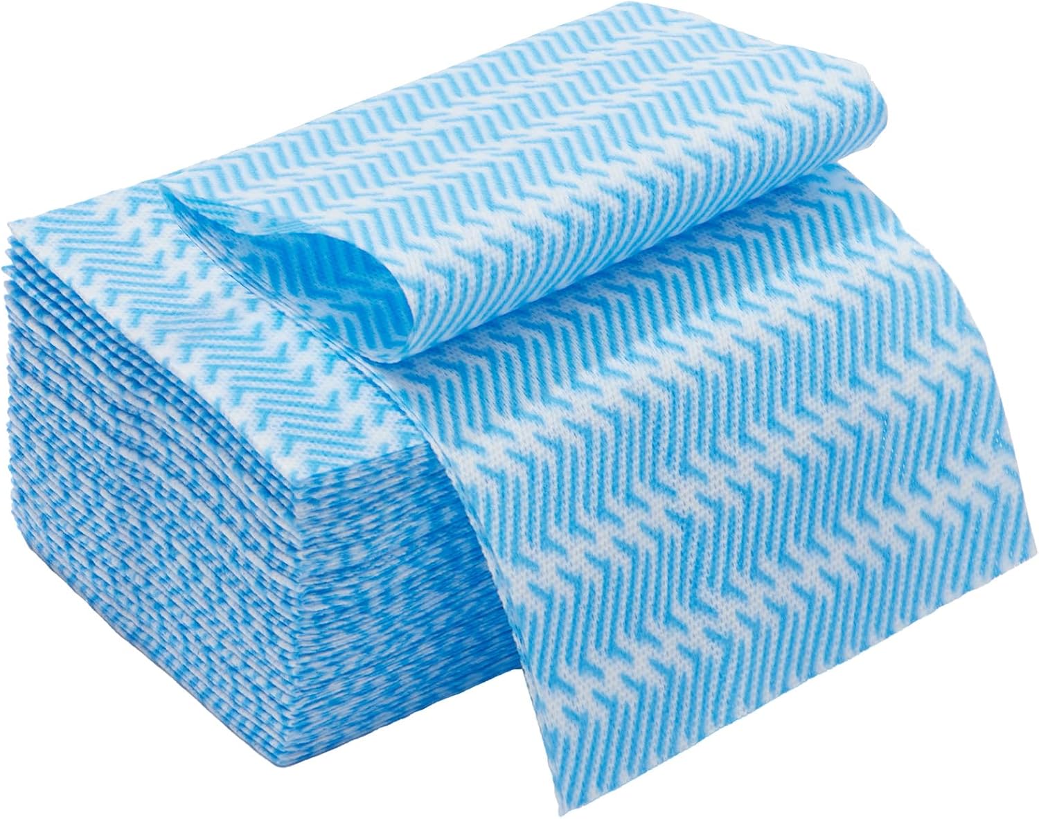 Reusable Cleaning Wipes Disposable Cleaning Dish Cloths Multi-Use Handy Wipes 80 Count (13.8"X15.7") Blue