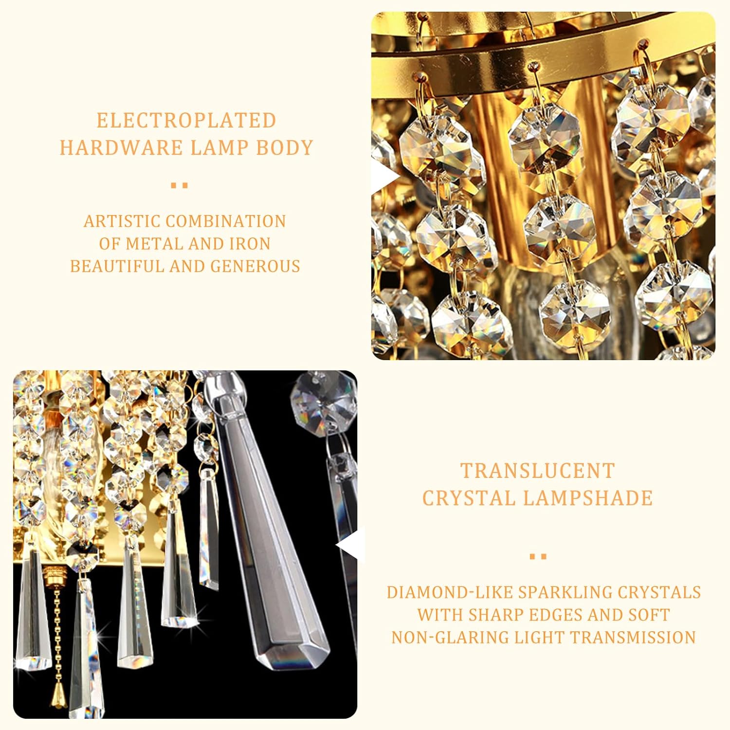 Aomesinc Modern Crystal Wall Sconce Light Gold Indoor Wall Light Fixture K9 Crystal Drops Lamp for Living Room Bathroom Bedside Hallway(Without Bulb)