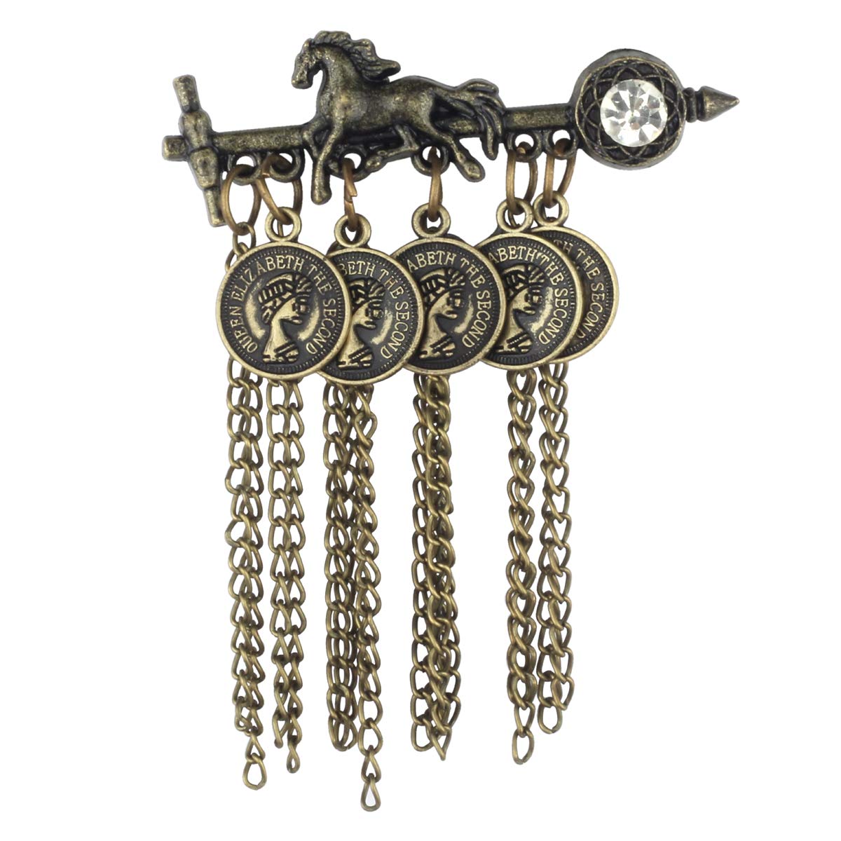 Panjatan Matte Green Colored Prominent Princely Horse Designer Chain Pin Brooch-Men|Women|Girls Brooch (Material:Brass, Color:Antique Matte Green) (B08CMWHD1Y) Amazon Price History, Amazon Price Tracker