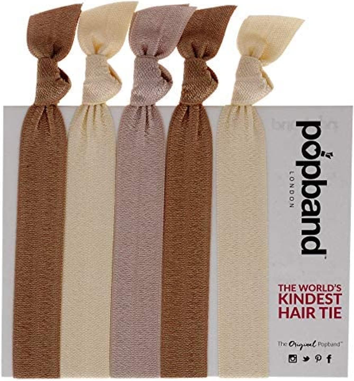 Popbands Hair Bands, Crease Free Hair Ties, Blondie (Pack of 5)