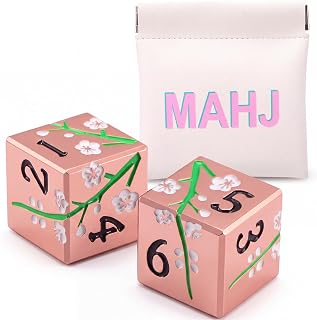 Seenelling 2 Pcs 16mm Metal Mahjong Dice with Mahjong Bag, White PU