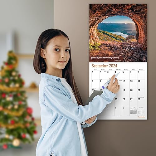 Miniatura 4 de MICASA - Calendario mensual de pared colgante con versículos bíblicos de Dios 2024, 12 x 24 pulgadas, abierto, papel grueso y resistente, para
